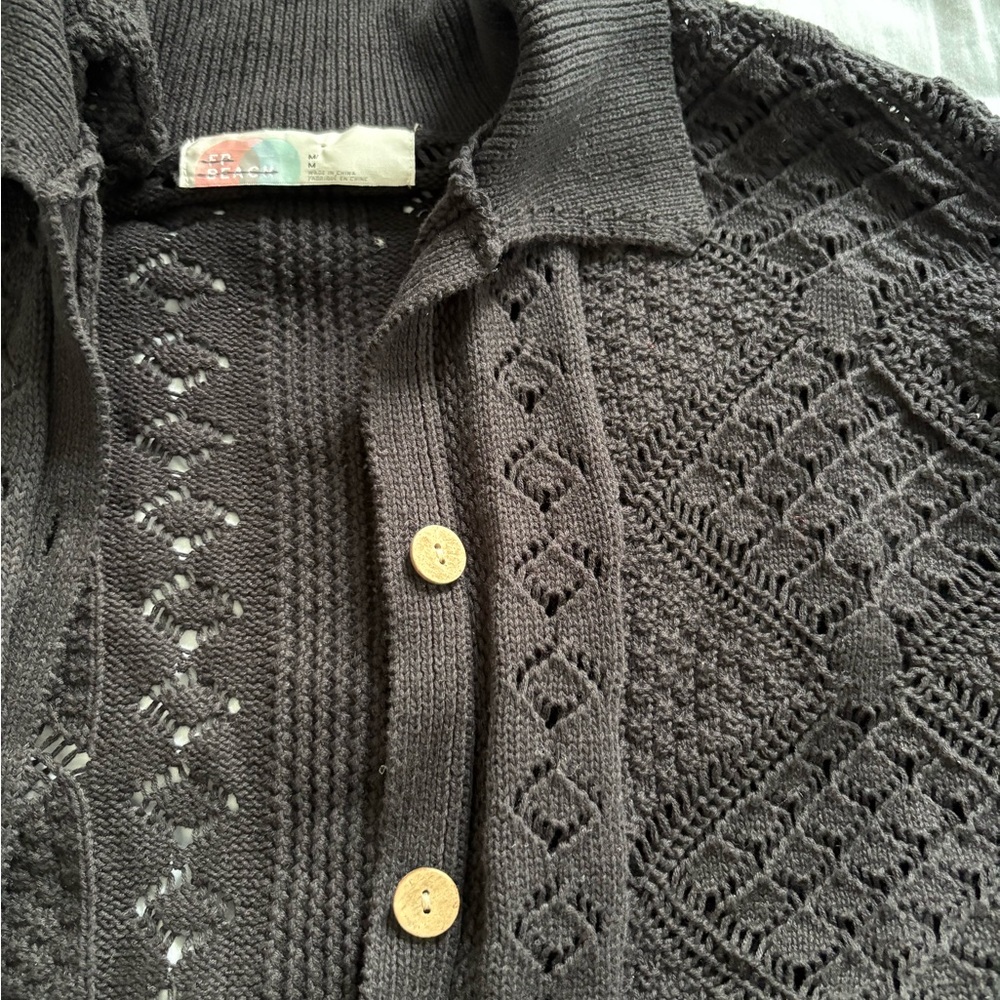 Free People Black Crochet Knit cardigan/tunic top